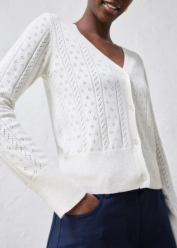 H&aring;lm&ouml;nstrad cardigan med sidenandel, bonprix