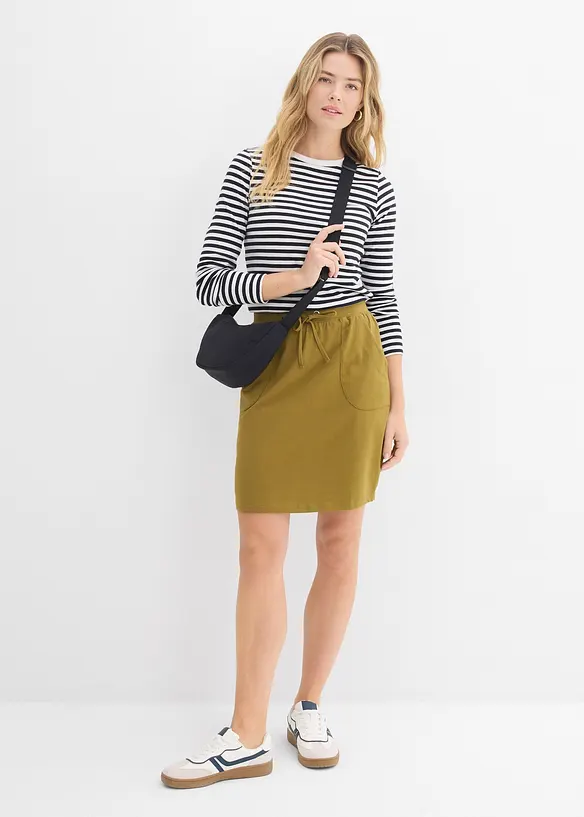 Kjol i ekologisk bomull med stretch, bonprix