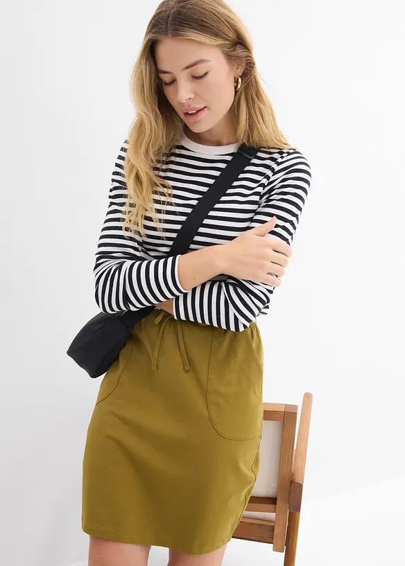 Kjol i ekologisk bomull med stretch, bonprix