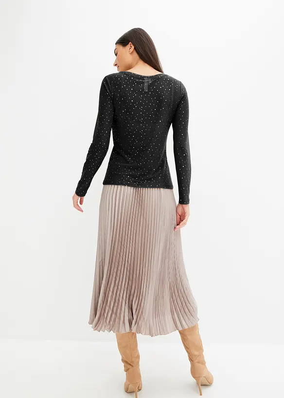 L&aring;ng&auml;rmad topp i glittrig mesh, bonprix