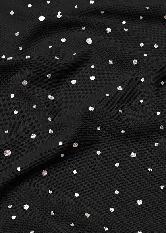 L&aring;ng&auml;rmad topp i glittrig mesh, bonprix