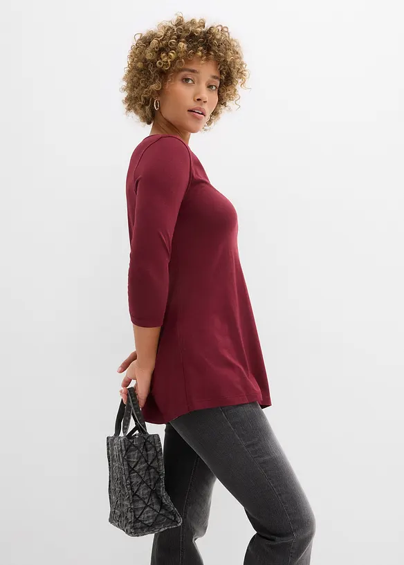 Asymmetrisk l&aring;ng topp i bomull och viskos, bonprix