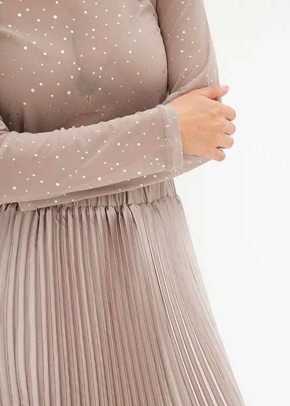 L&aring;ng&auml;rmad topp i glittrig mesh, bonprix