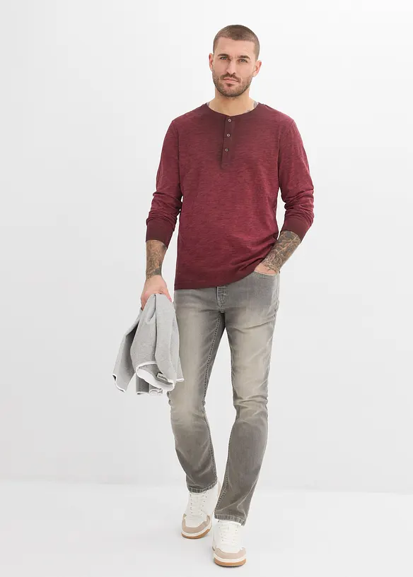 L&aring;ng&auml;rmad farfarstr&ouml;ja med tv&auml;ttad look, ekologisk bomull, bonprix