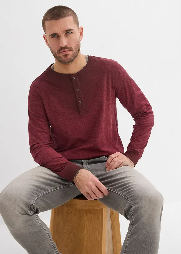 L&aring;ng&auml;rmad farfarstr&ouml;ja med tv&auml;ttad look, ekologisk bomull, bonprix