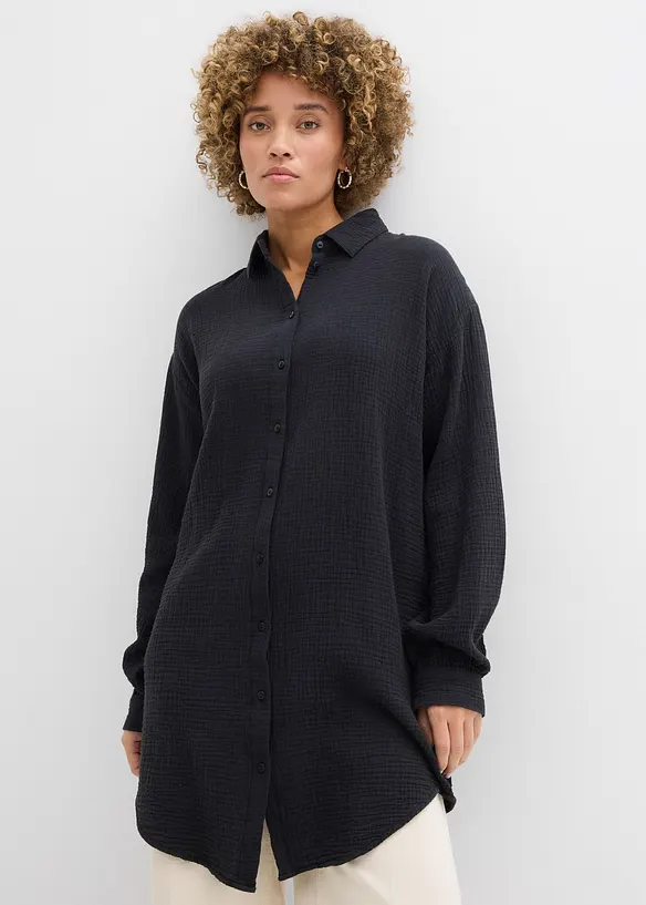 L&aring;ng muslinblus i oversizemodell, bonprix