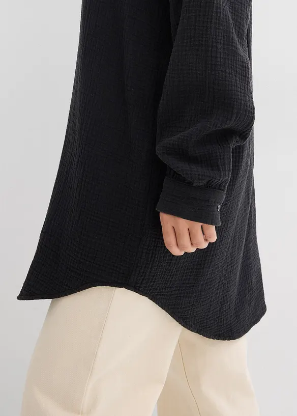 L&aring;ng muslinblus i oversizemodell, bonprix