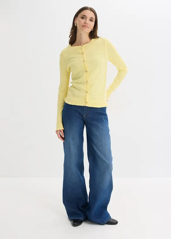 H&aring;lm&ouml;nstrad cardigan i bomullsmix, bonprix