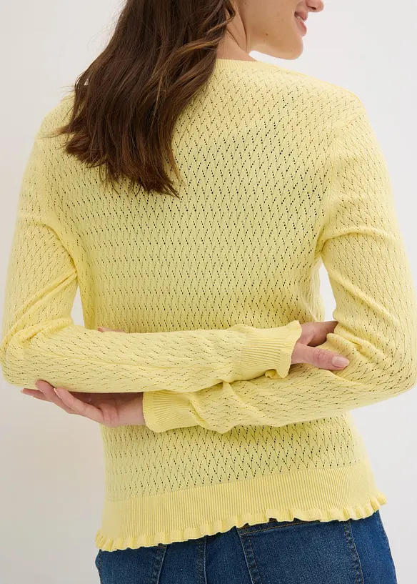 H&aring;lm&ouml;nstrad cardigan i bomullsmix, bonprix