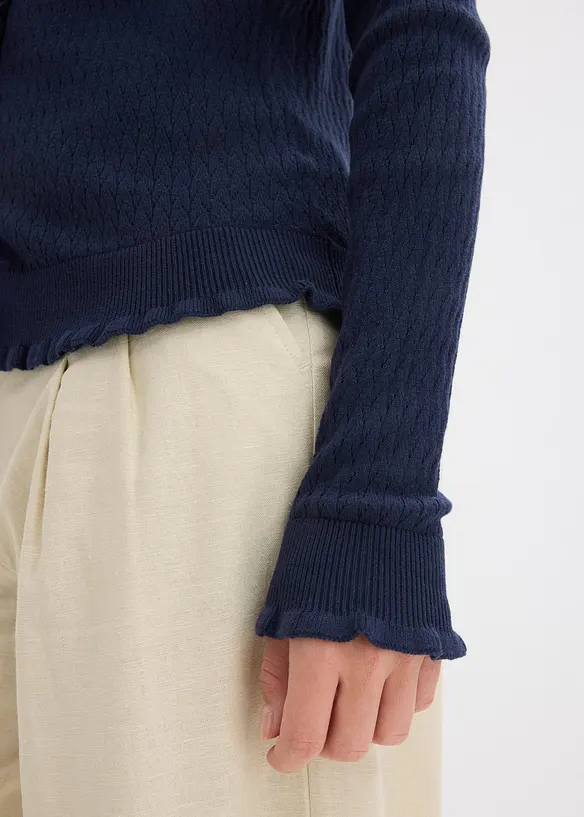 H&aring;lm&ouml;nstrad cardigan i bomullsmix, bonprix