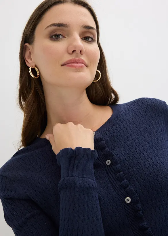 H&aring;lm&ouml;nstrad cardigan i bomullsmix, bonprix