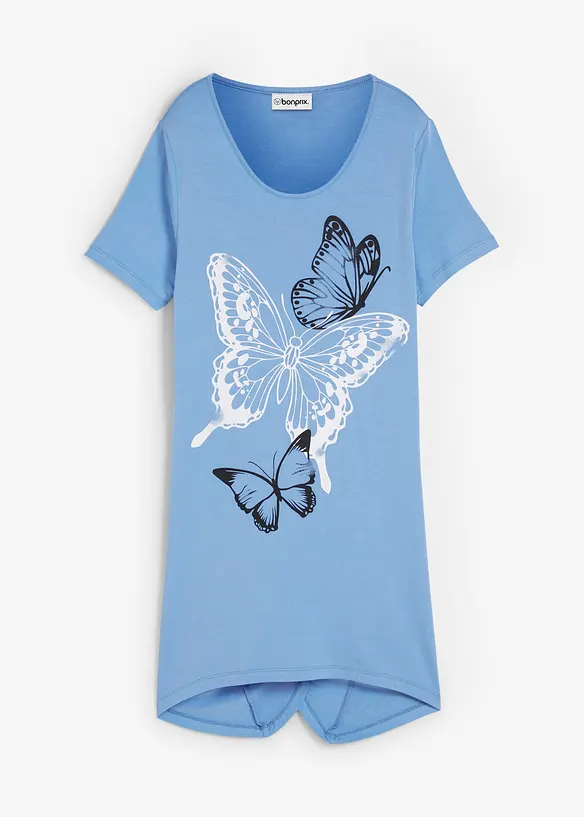 L&aring;ng topp  med flikig nederkant fj&auml;rilsm&ouml;nster, bonprix