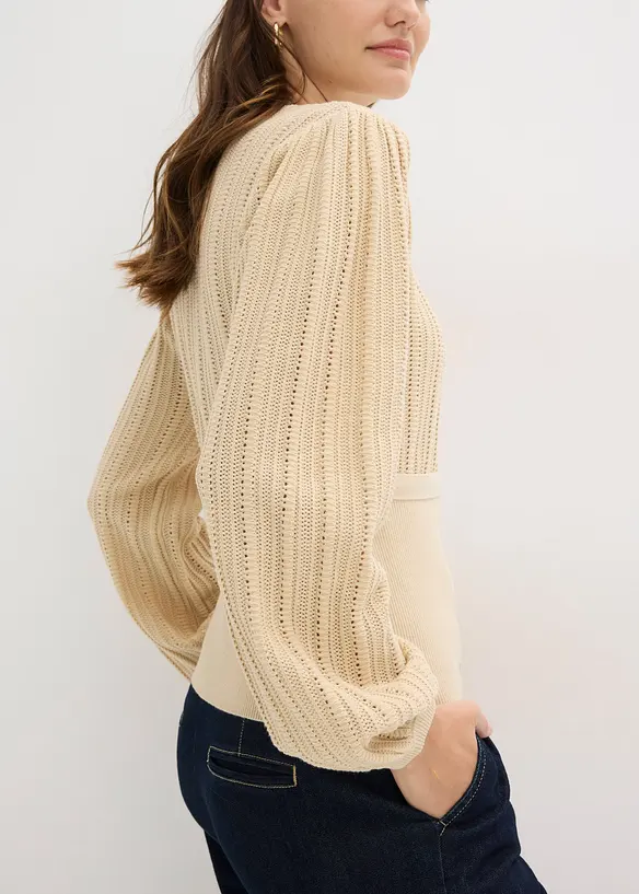 H&aring;lm&ouml;nstrad tr&ouml;ja i bomullsmix, bonprix