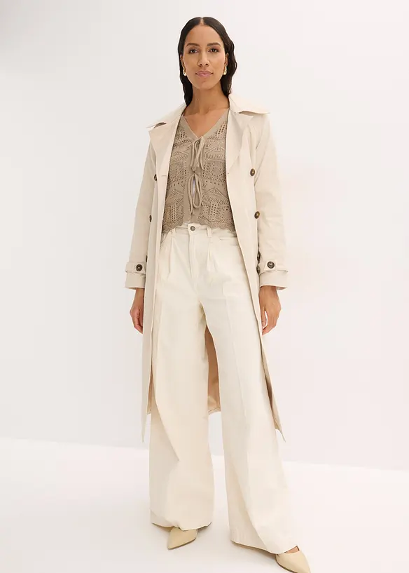 H&aring;lm&ouml;nstrad cardigan med knytband, bonprix