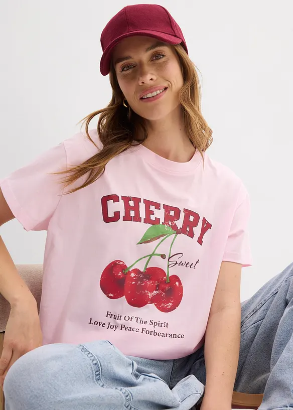 T-shirt i ren ekologisk bomull med tryck, bonprix