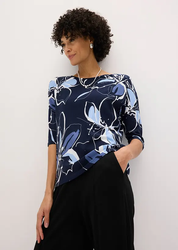 Topp med fladdermus&auml;rmar och blomm&ouml;nster, bonprix