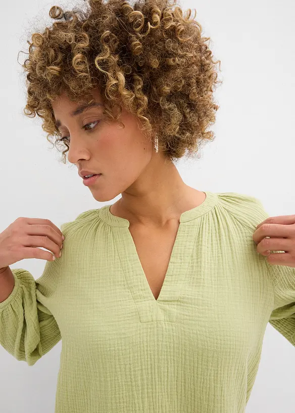 Muslinblus i oversizemodell av bomull, bonprix