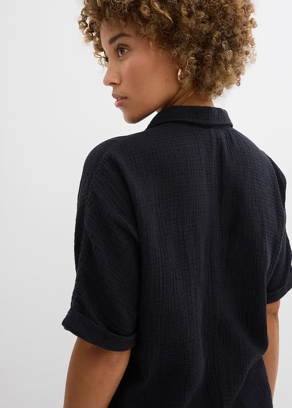 L&aring;ng muslinblus i oversizemodell av bomullsmuslin, bonprix