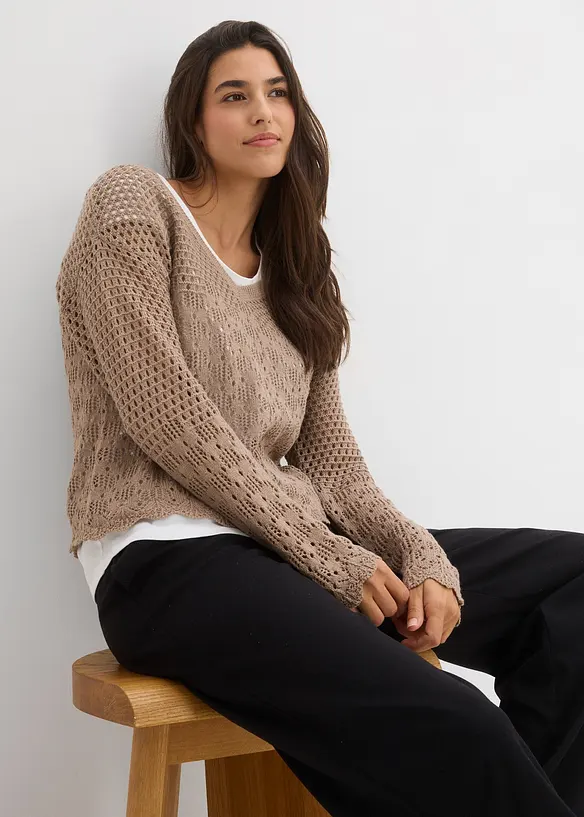 Tunn h&aring;lm&ouml;nstrad tr&ouml;ja, bonprix