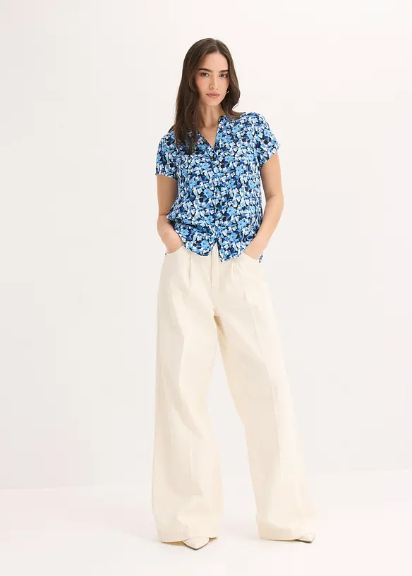 Kort&auml;rmad blus av ren viskos, bonprix