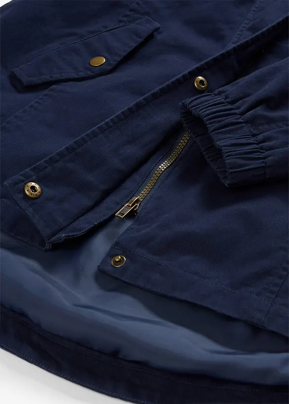 Bomullsparkas med m&ouml;nstrad huva, bonprix