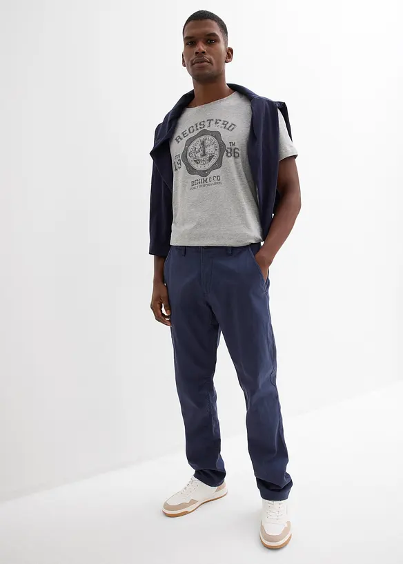 Chinos i linneblandning, normal passform, raka ben, bonprix
