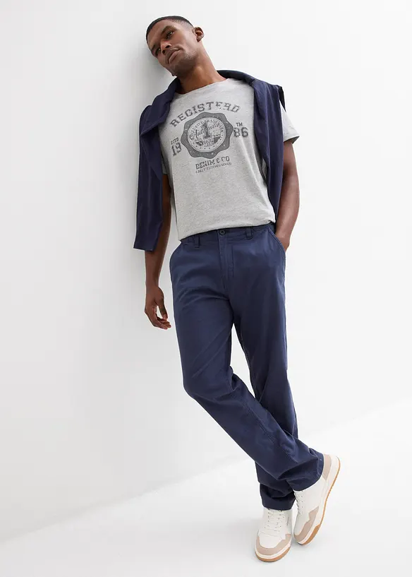 Chinos i linneblandning, normal passform, raka ben, bonprix