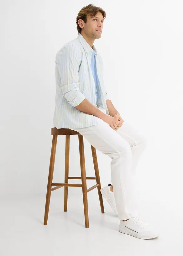 Chinos i linneblandning, normal passform, raka ben, bonprix