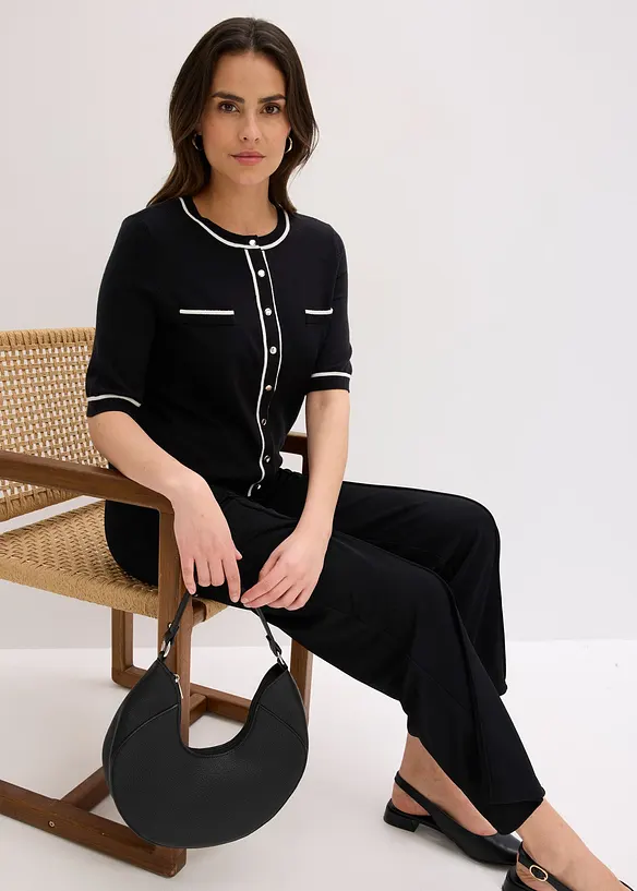 Stickad kofta med viskos, bonprix