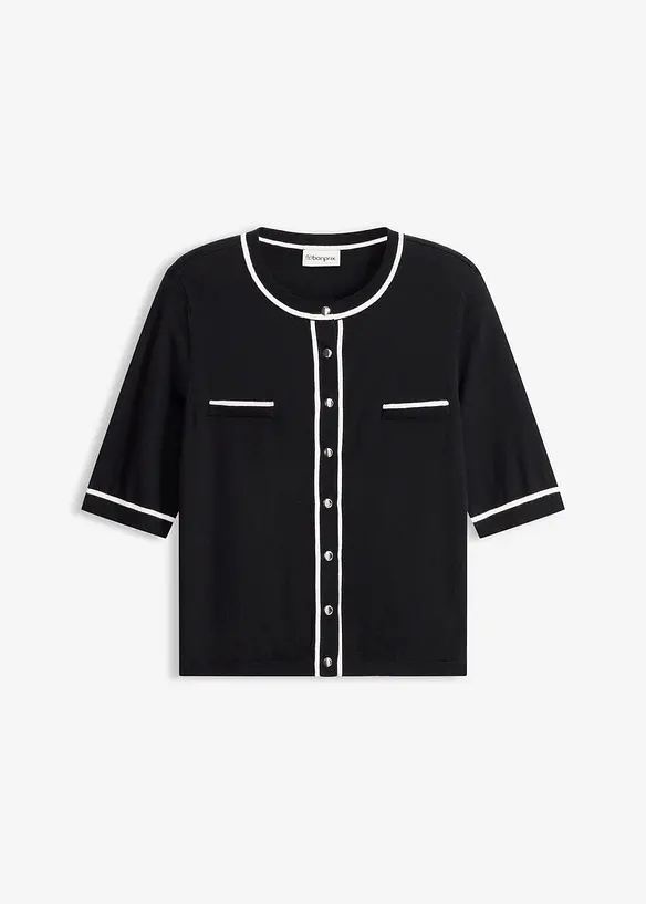 Stickad kofta med viskos, bonprix