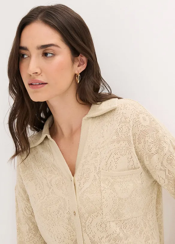 H&aring;lm&ouml;nstrad cardigan med glittergarn, bonprix