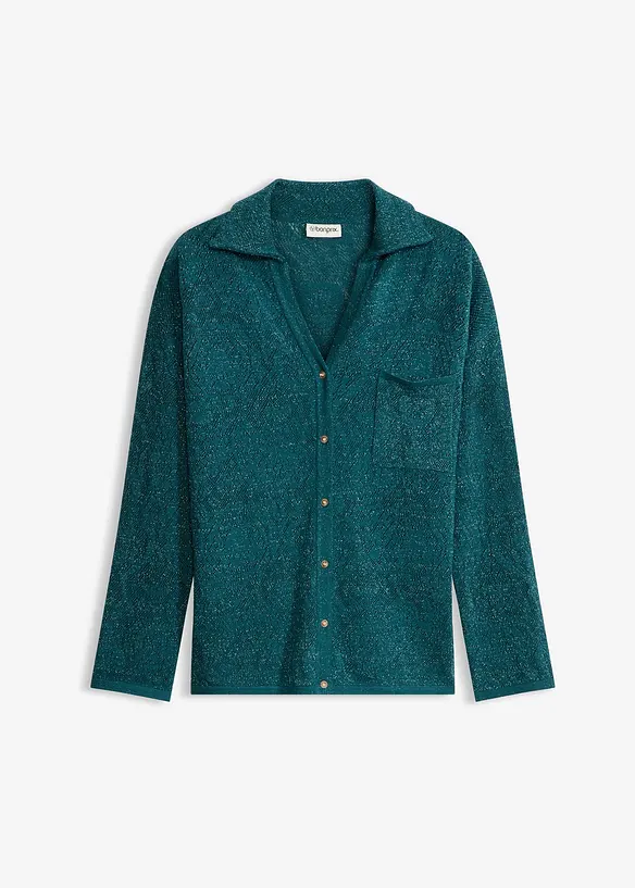 H&aring;lm&ouml;nstrad cardigan med glittergarn, bonprix