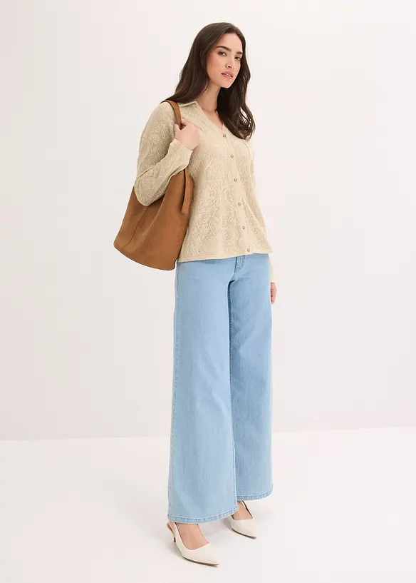 H&aring;lm&ouml;nstrad cardigan med glittergarn, bonprix