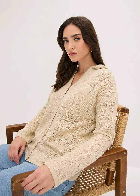 H&aring;lm&ouml;nstrad cardigan med glittergarn, bonprix