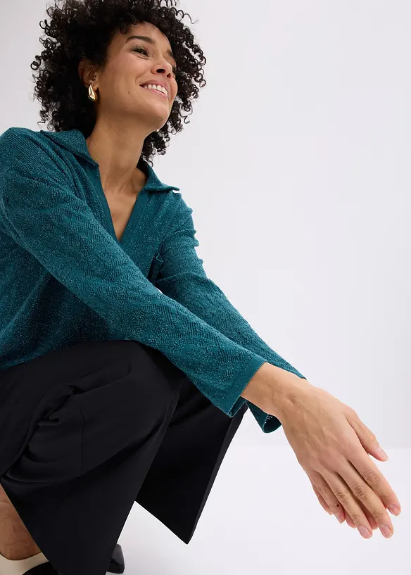 H&aring;lm&ouml;nstrad cardigan med glittergarn, bonprix