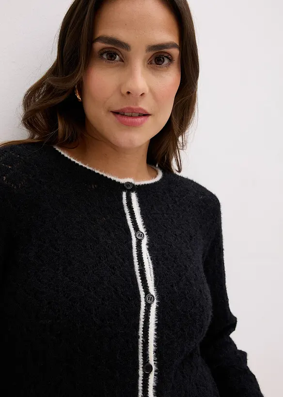 H&aring;lm&ouml;nstrad tr&ouml;ja med fj&auml;dergarn, bonprix