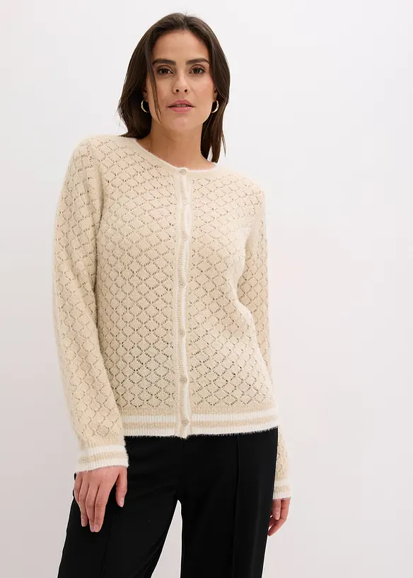 H&aring;lm&ouml;nstrad tr&ouml;ja med fj&auml;dergarn, bonprix