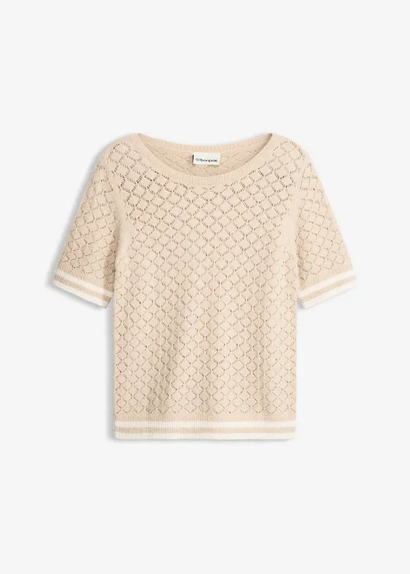 H&aring;lm&ouml;nstrad tr&ouml;ja med fj&auml;dergarn, bonprix