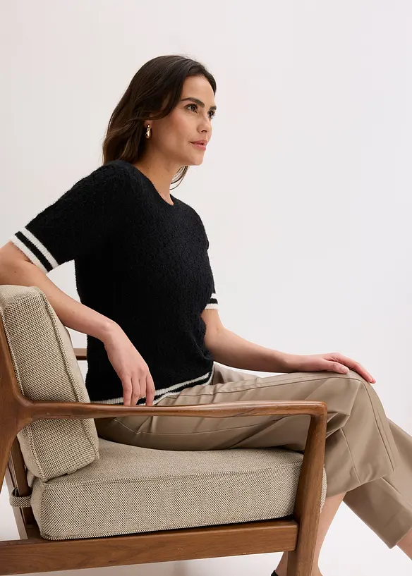 H&aring;lm&ouml;nstrad tr&ouml;ja med fj&auml;dergarn, bonprix