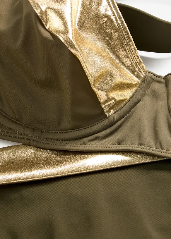 Minimizer-bikini med guldf&auml;rgade inf&auml;llningar (2 delar), bonprix