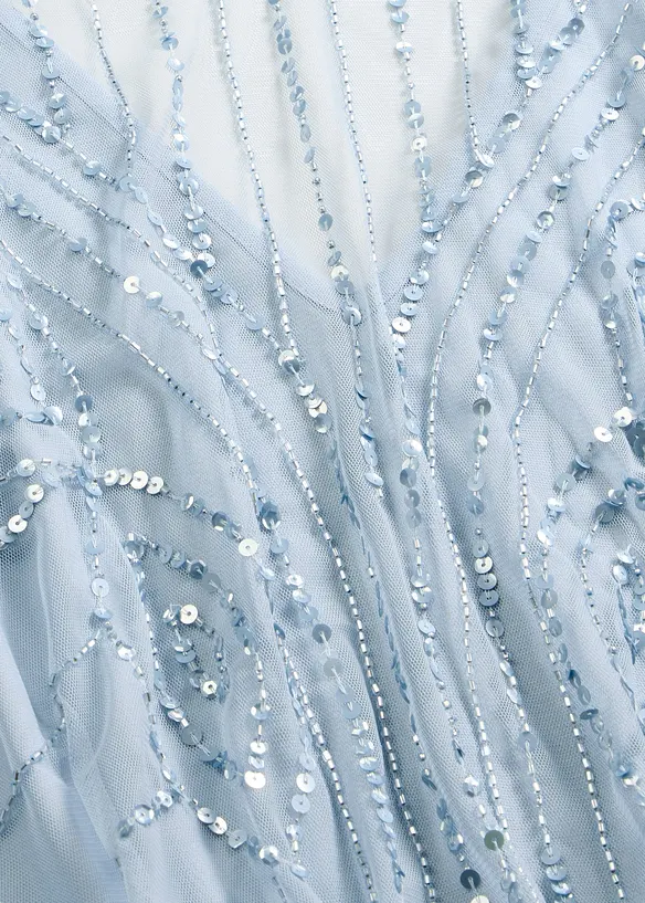 Kl&auml;nning i maxil&auml;ngd av tunn tyll med paljettbroderi, bonprix