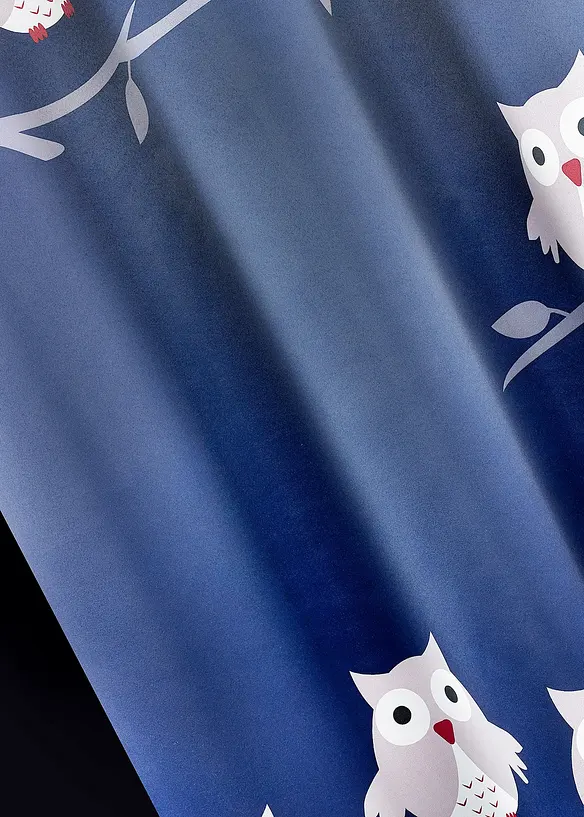 M&ouml;rkl&auml;ggande gardinl&auml;ngd med ugglem&ouml;nster (1-pack), bonprix