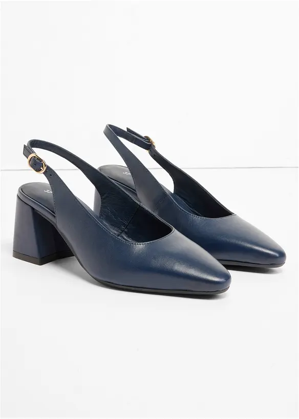 Slingbackpumps i skinn, bonprix