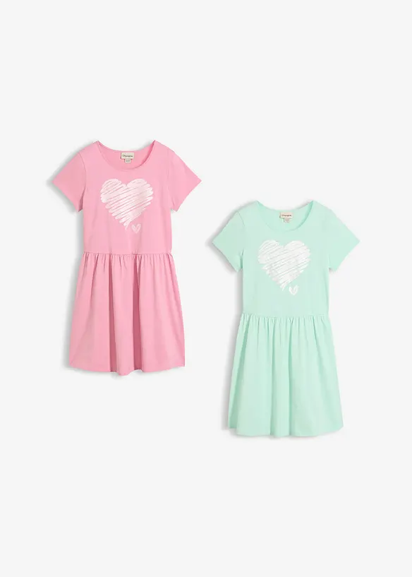 Jerseykl&auml;nning i ekologisk bomull (2-pack), bonprix