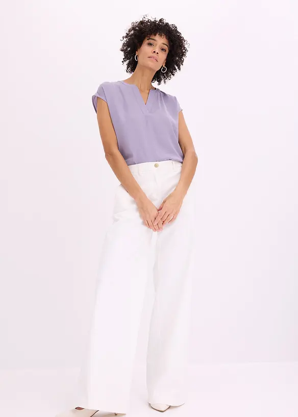 Ledig satinblus med &ouml;verskurna &auml;rmar, bonprix