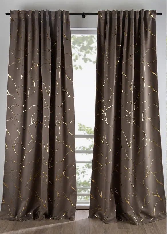 M&ouml;rkl&auml;ggande gardinl&auml;ngd med glansigt m&ouml;nster (1-pack), bonprix