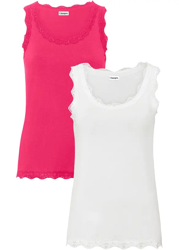 Linne med spets (2-pack), bonprix