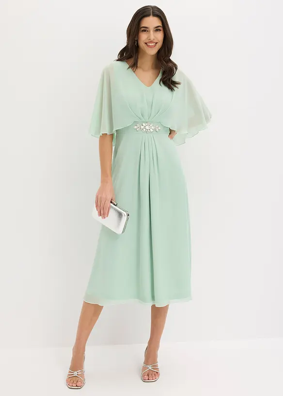 Mellanl&aring;ng kl&auml;nning i chiffong med strassapplikation, bonprix