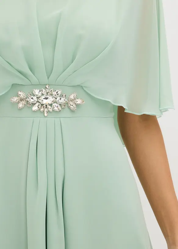 Mellanl&aring;ng kl&auml;nning i chiffong med strassapplikation, bonprix