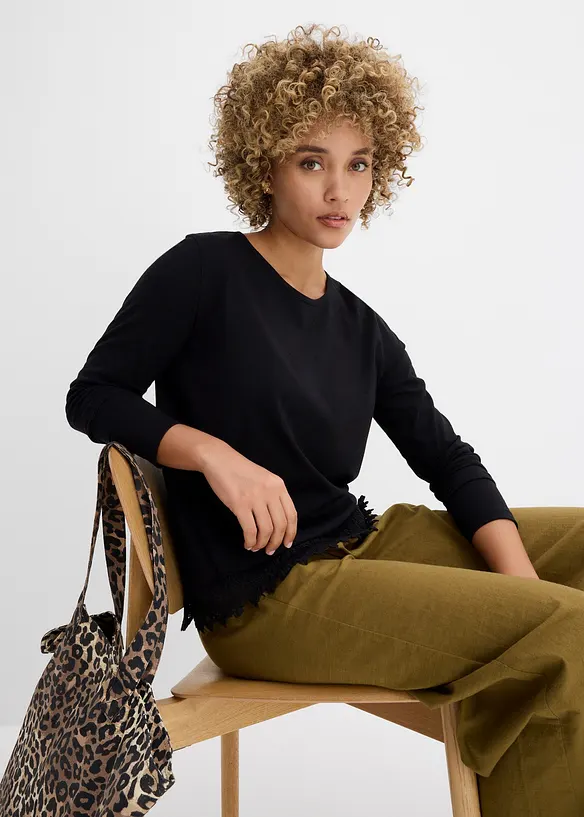 L&aring;ng&auml;rmad topp i bomull (2-pack), bonprix